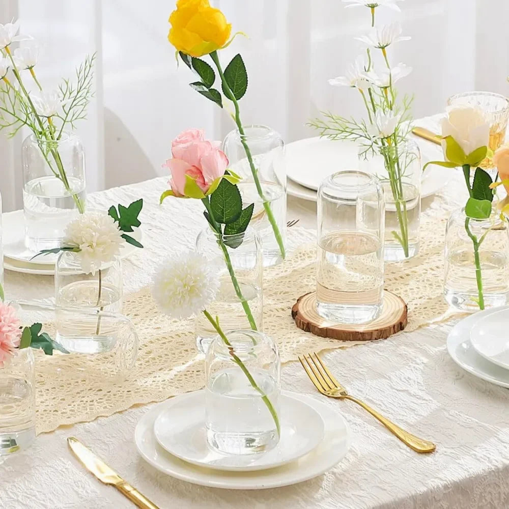 3Pcs/set Glass Bud Vases Clear Flower Vase for Centerpieces, Small Flowers Vases, Bathroom Decor for Home Wedding