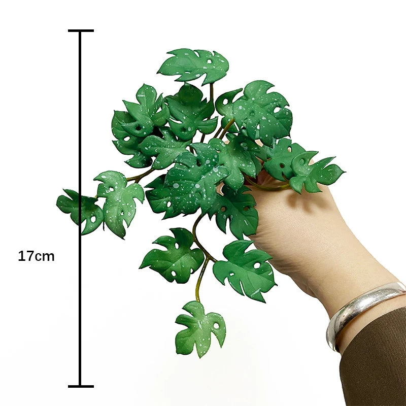 Artificial Plant Mini Bouquet Copper Coin Grass Soft Glue Fake Green Plants Wall Hanging for Home Office Garden Decoration