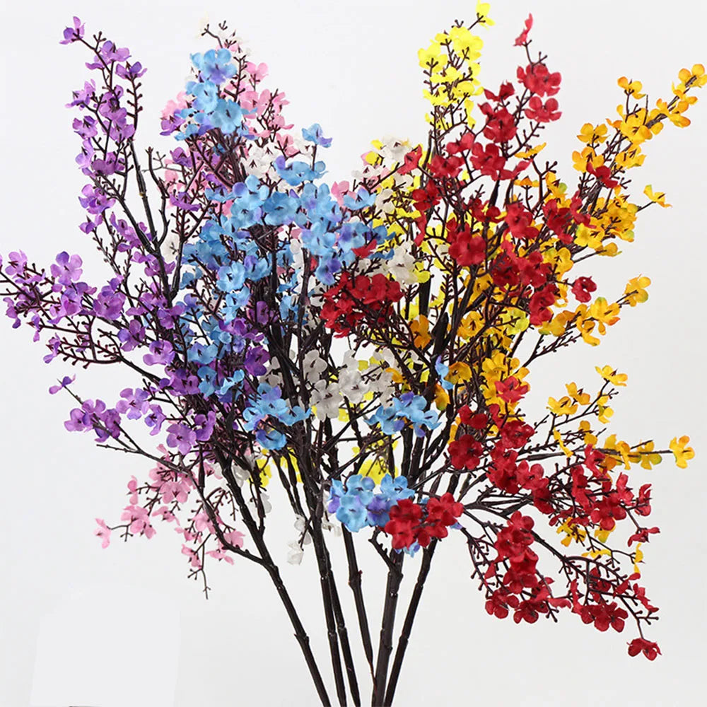 Artificial Plants Beautiful Blue BabysBreath Christmas Decor Fake Plastic Flowers for Home Wedding Bridal Festival Party Vase
