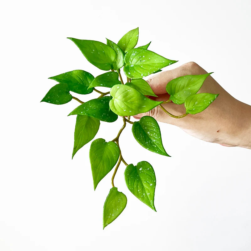 Artificial Plant Mini Bouquet Copper Coin Grass Soft Glue Fake Green Plants Wall Hanging for Home Office Garden Decoration
