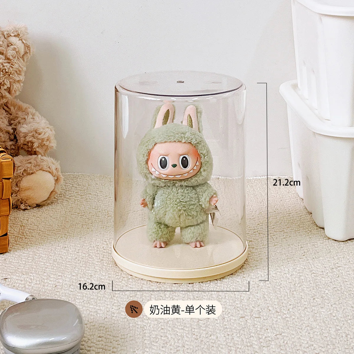 Labubu 17cm Pendant Display Box Rotary Acrylic Transparent Box Labubu Plush Doll Hand Blind Box Storage Display Rack Gift