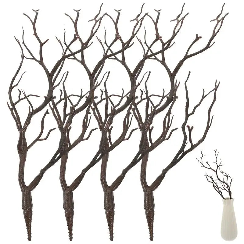 4pcs Artificial Dried Branch Simulation Antlers Tree Branch Fake Plastic Decor Dried Twig Branches Twigs Home Festival Vase
