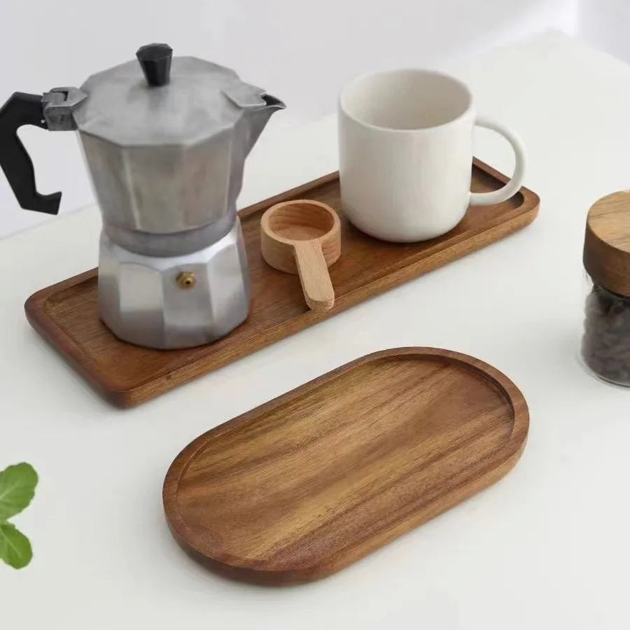 Solid Wooden Tray Rectangular Plate Fruit Snacks Food Storage Trays Hotel Home Oval Serving Tray Decorate Supplies