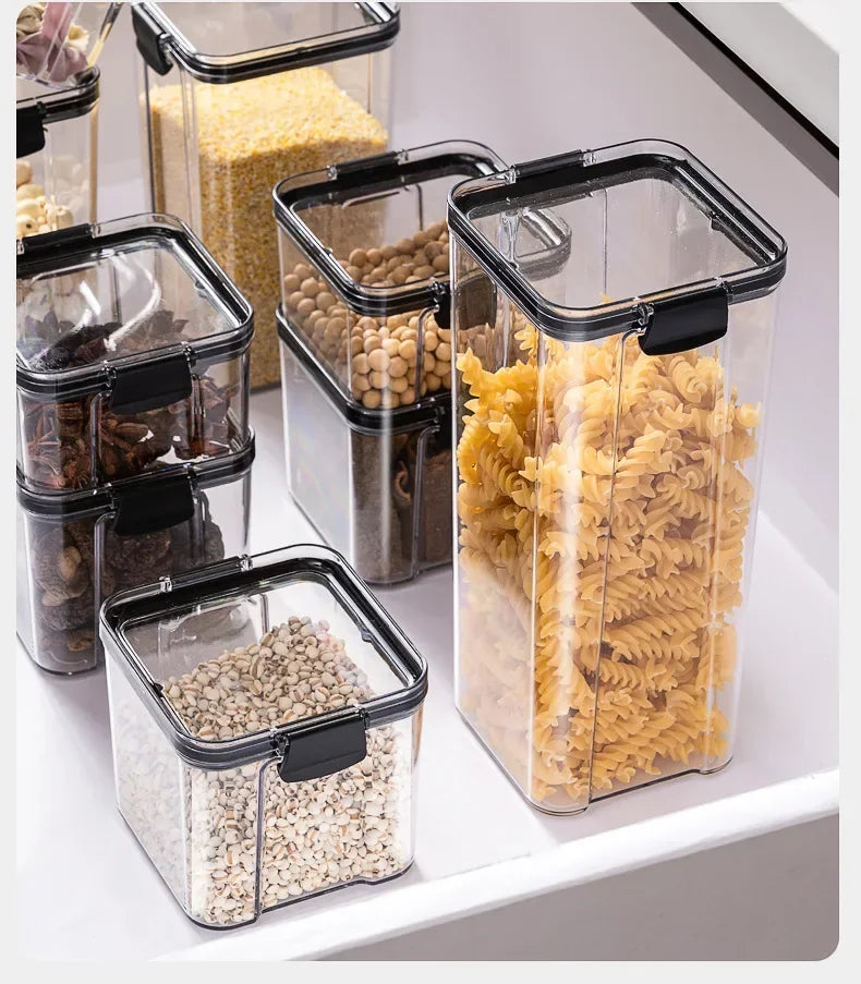Kitchen Refrigerator Food Storage Container Multigrain Storage Tank Transparent Sealed Cans Noodle Box Bottle Canisters with Lid