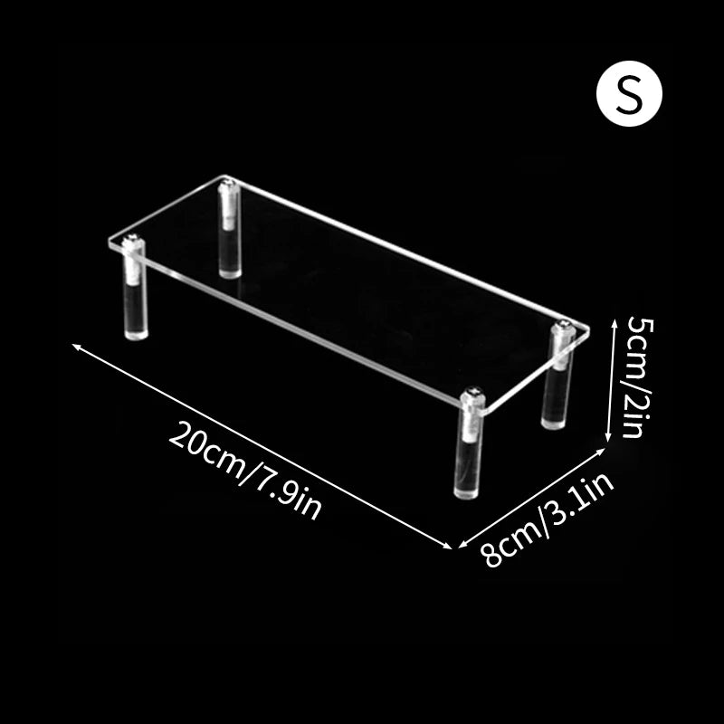 1-3 Tier Acrylic Display Stand Mini Doll Storage Rack Model Figurine Display Stand Transparent Ladder Makeup Organization Shelf