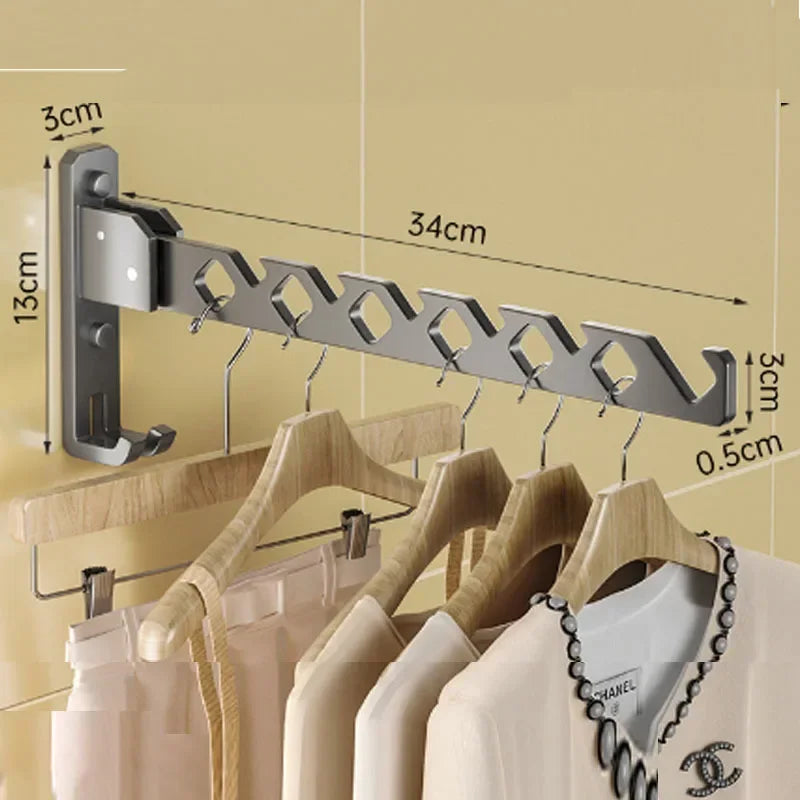 Clothes Drying Rack Adjustable Angle Clothes Hanger Wall-mounted Coat Dryer Collapsible Clothing Organizer Large Loading-bearing