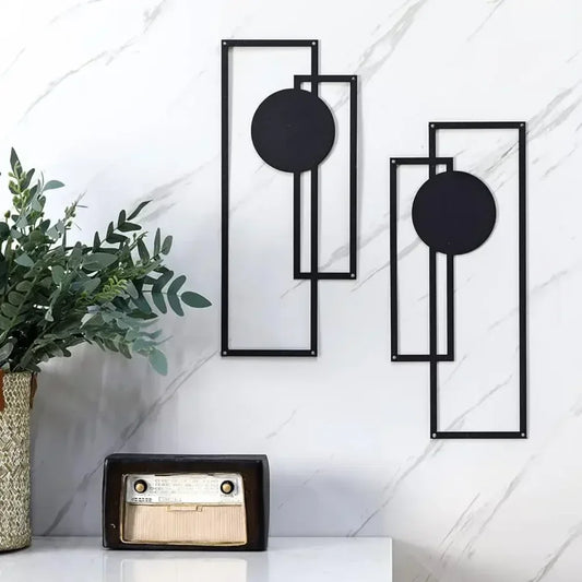 2Pcs Metal Wall Decoration Metal Wall Art Minimalist Wall Art Abstract Metal Vertical Decorations Sculptures Geometric