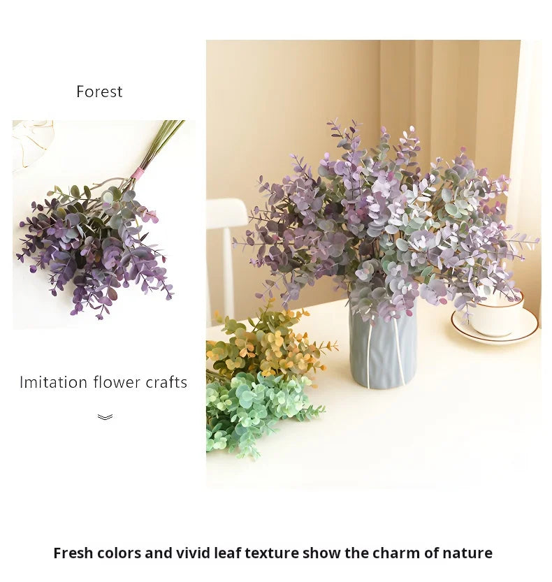 Artificial Eucalyptus Fake Plants Bouquet  Plastic Fake Leaf Flower Arrangement Material Party Home Wedding Decor Accessories