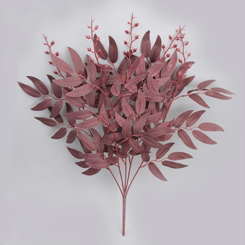 5 Branches Silk Artificial Willow Bouquet Fake Green Leaves Party Wedding Backdrop Decoration Faux Foliage Vine DIY Plant Wreath