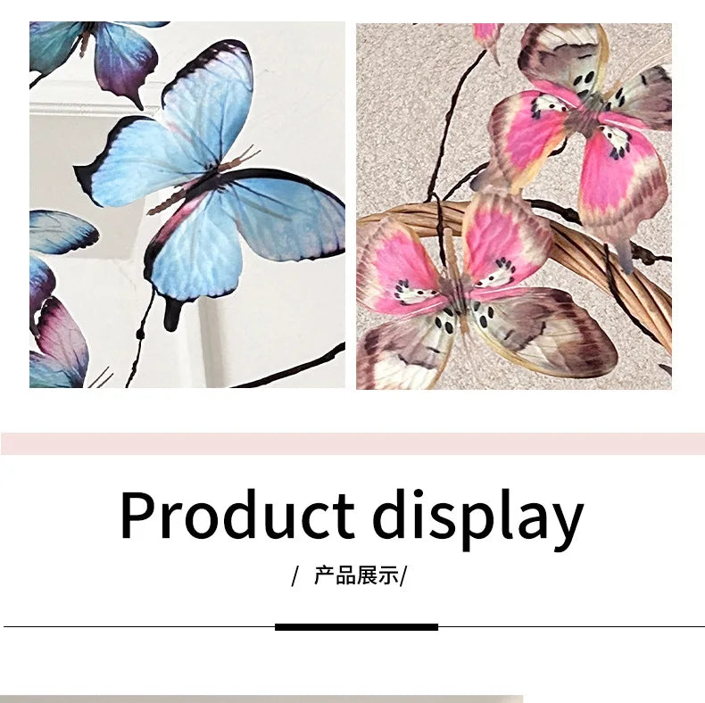 27.6 Inch Artificial Butterfly Flowers with Dried Branches Faux Floral Arrangement for Home Decor Window Display Wedding