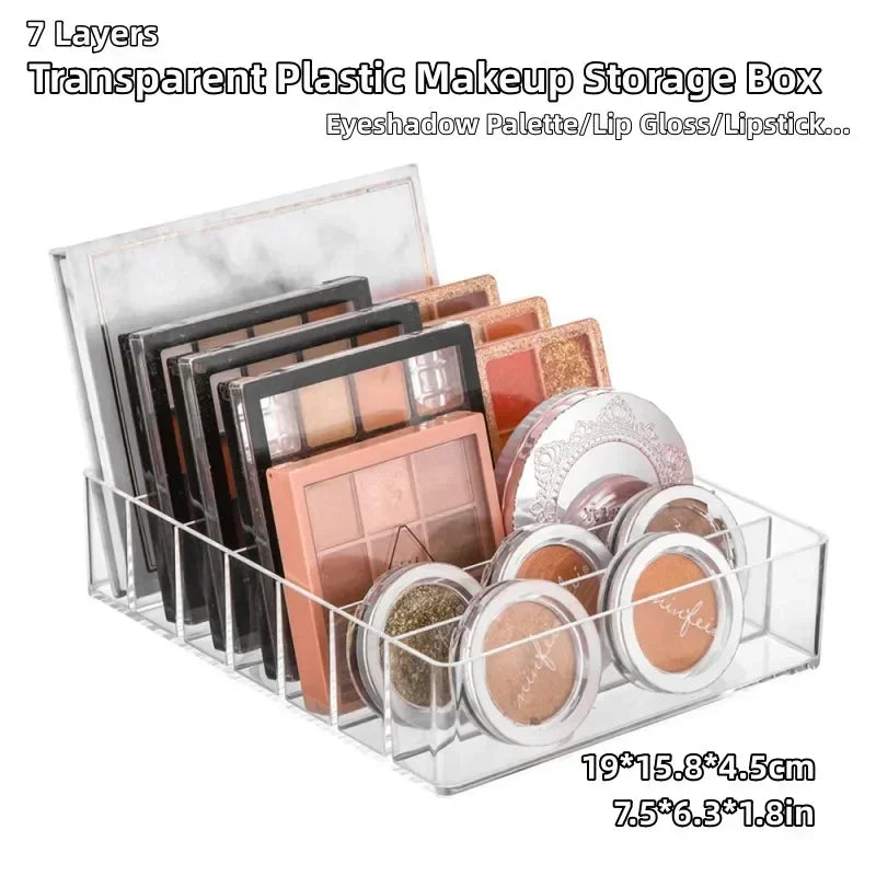 7 Layers Eyeshadow Palette Plastic Storage Box Cosmetics Organizer Lipstick Rack Transparent Makeup Organiser Lip Gloss Drawer