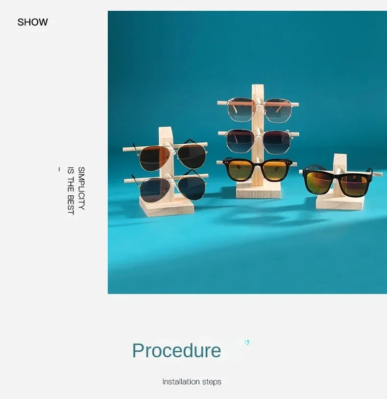 Wooden Eyeglass Storage Rack Household Sunglasses Glasses Display Rack Organizer Perforation-free Multi-functional Desktop