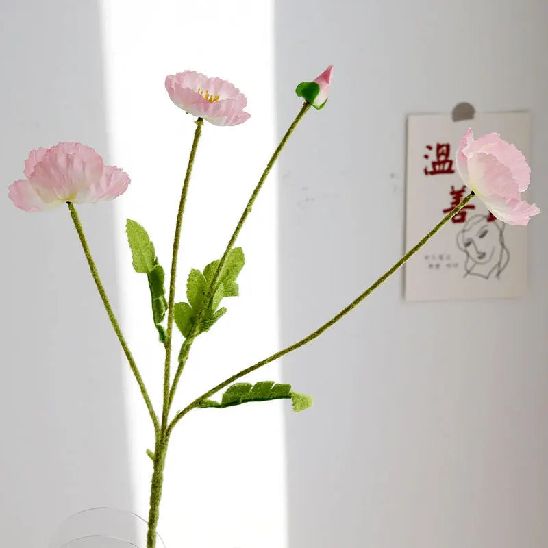 Artificial Silk Flowers Simulation Poppies Wedding Decoration Long Fake Poppy Branch Home Table Decor Ornaments Wedding Flowers