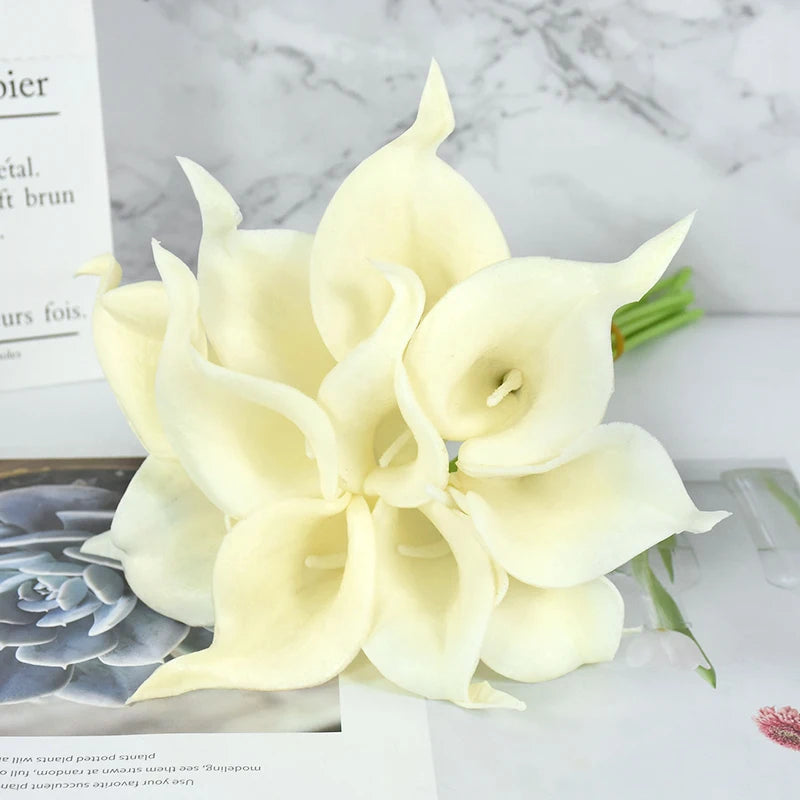 10/5Pcs Fake Calla Lily Artificial Flower Decorations for Home 37cm Flower Wedding Bridesmaids Bouquet