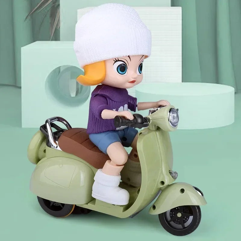 Labubu Doll Mini Electric Motorcycle Fun Cute Doll Toys With Lights and Music DIY Kid Christmas Gift labubu Doll Accessories,