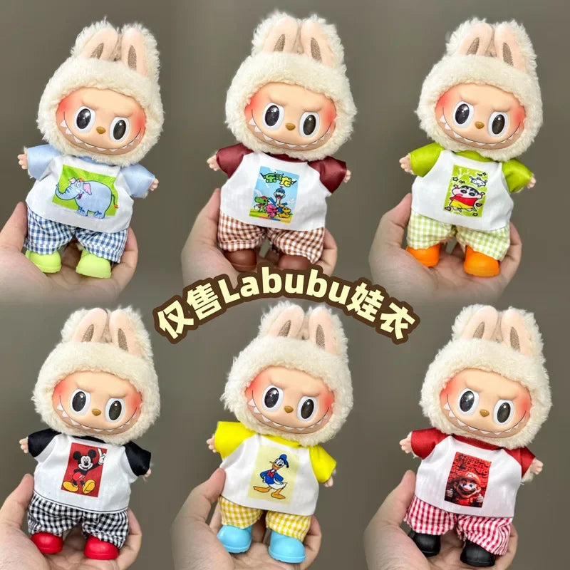 Labubu high imitation big baby clothes 17cm vinyl doll pendant plush toy clothes suit skirt