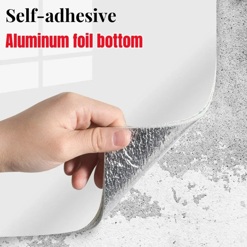 Thick Foam Marble Wall Stickers Peel and Stick Wallpaper Aluminum Foil Bottom Faux Tile Self Adhesive Wall Paper Home Decoration