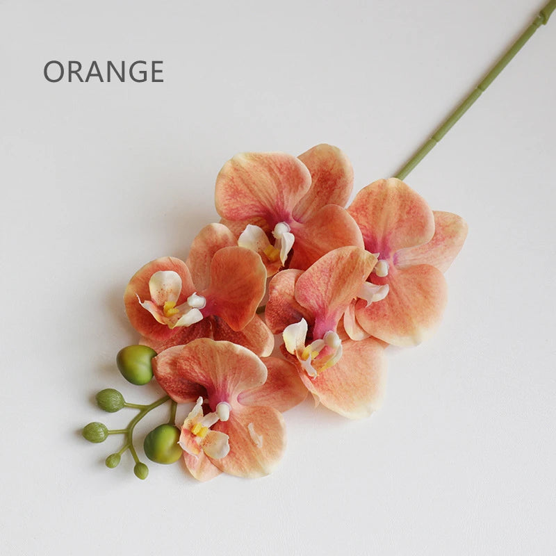 Artificial Orchid Flower 45cm/17inch Long Stem Fake Phalaenopsis Orchid with 5 Flowers Faux Flower for Home Office Decor