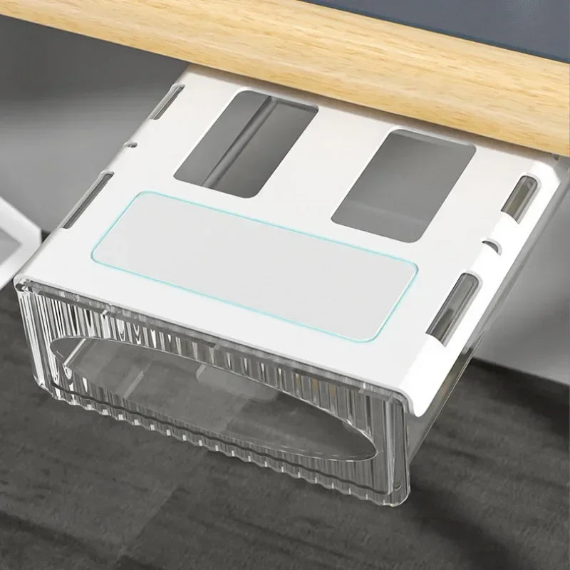 Under Desk Drawer Storage Organizer - Invisible Pull Out Shelf Box with Large Capacity, Hanging Table Shelf for Office Home