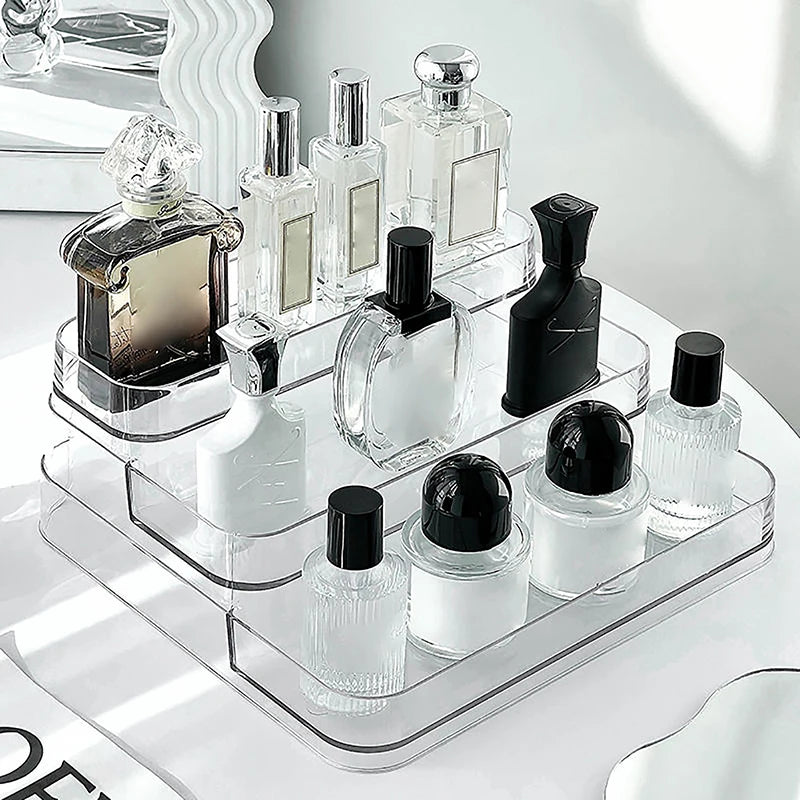 3 Tier Desktop Perfume Shelf PET Cosmetic Organizer Perfume Storage Rack Doll Display Stand Kitchen Seasoning Organizer