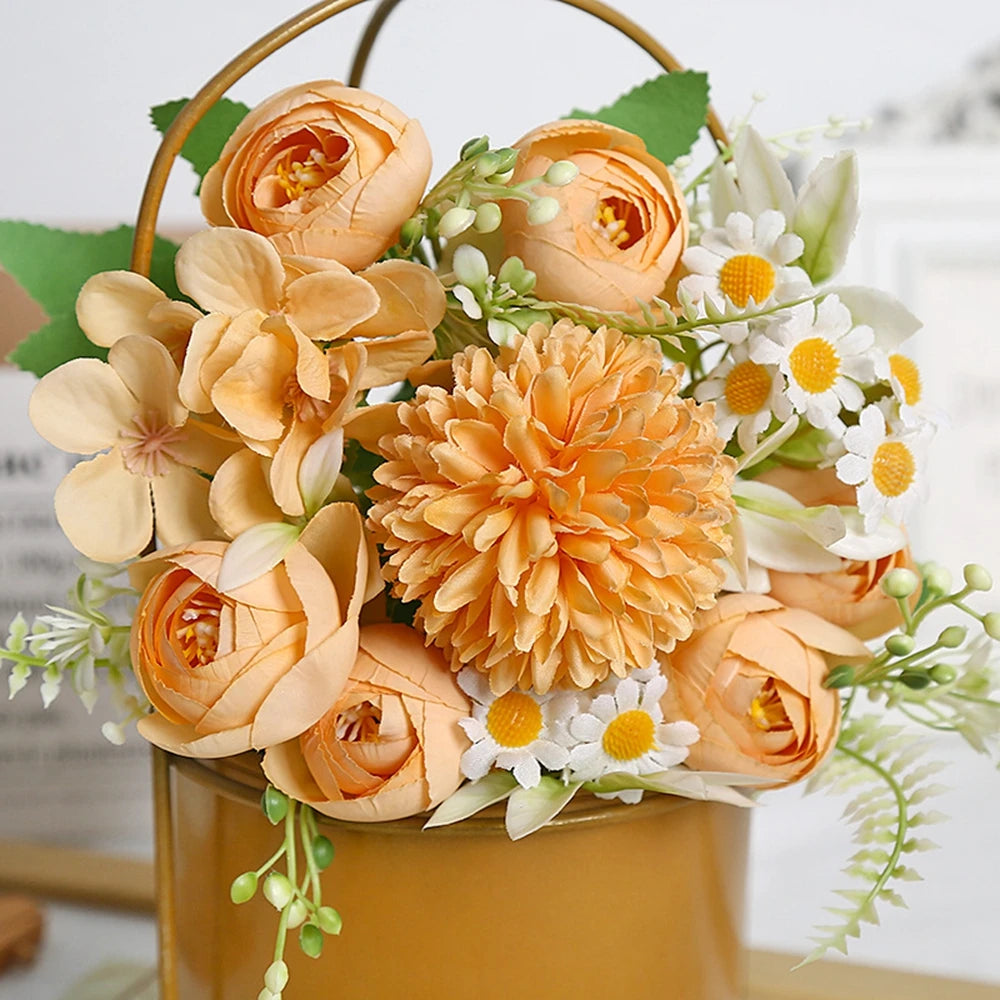 1pc Artificial Flower for Decoration with 7 Fake Flowers Faux Bouquet Arrangements for Home Bridal Wedding Party Chrysanthemum
