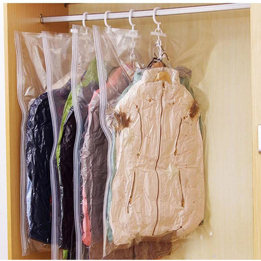 Hanging Vacuum Storage Bags Vacuum Seal Bag Space Saving Bags Hanging Storage Bags for Clothes,Suits, Dress, Jacket Storage
