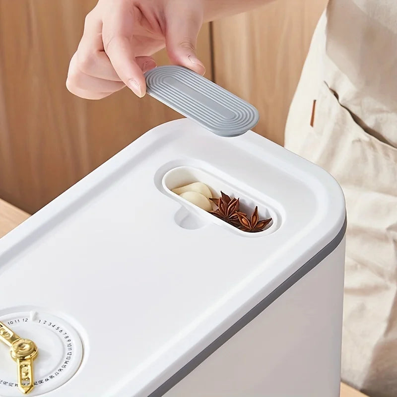 Rice bucket with measuring cup, large capacity grain storage container, moisture-proof and insect proof sealed storage container