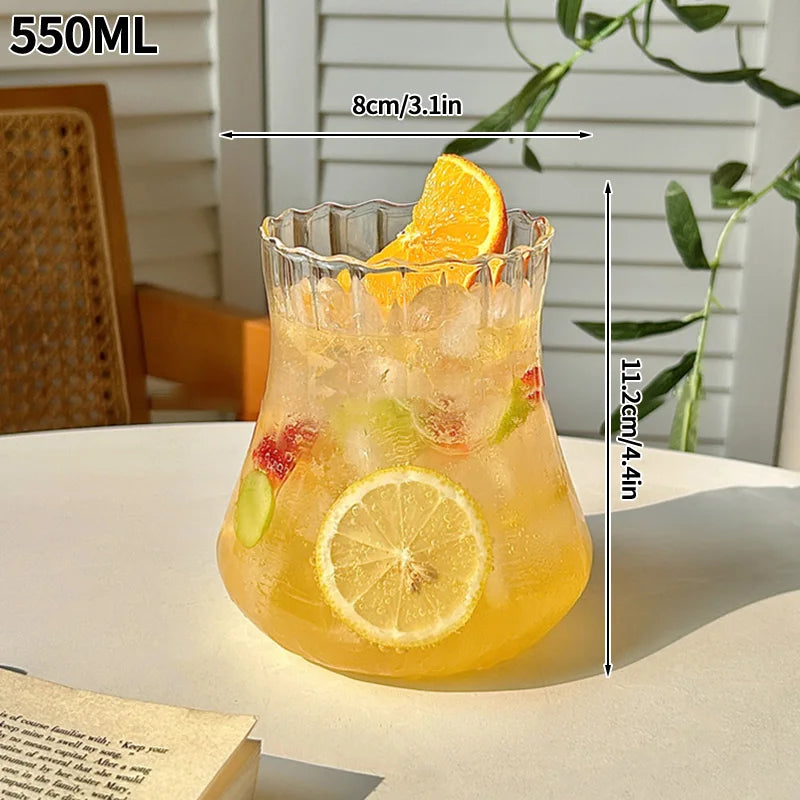 Aesthetic Glass Cup Iced Coffee Mug Drinking Glass Juice Water Bottle Bar Cocktail Glasses Cups Kitchen Drinkware Supplies