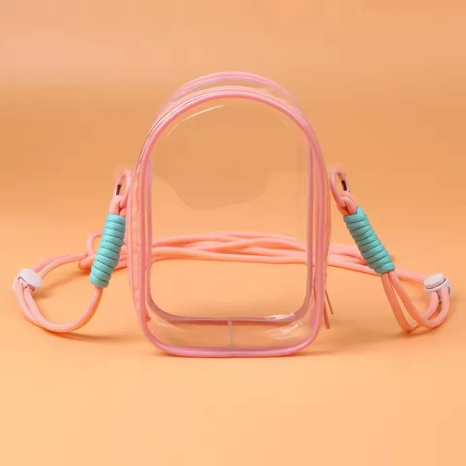 Labubu Protect Case Labubu Sitting Party 15cm Cotton Doll Shoulder Pain Bag PVC Storage Bag Labubu Walk Bag Dustproof