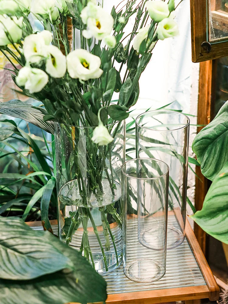 1Pcs Shatterproof Plastic Vases Tall Large Transparent Flower Vase Hydroponic Decoration Flowerpot  Acrylic Cylinder Vases