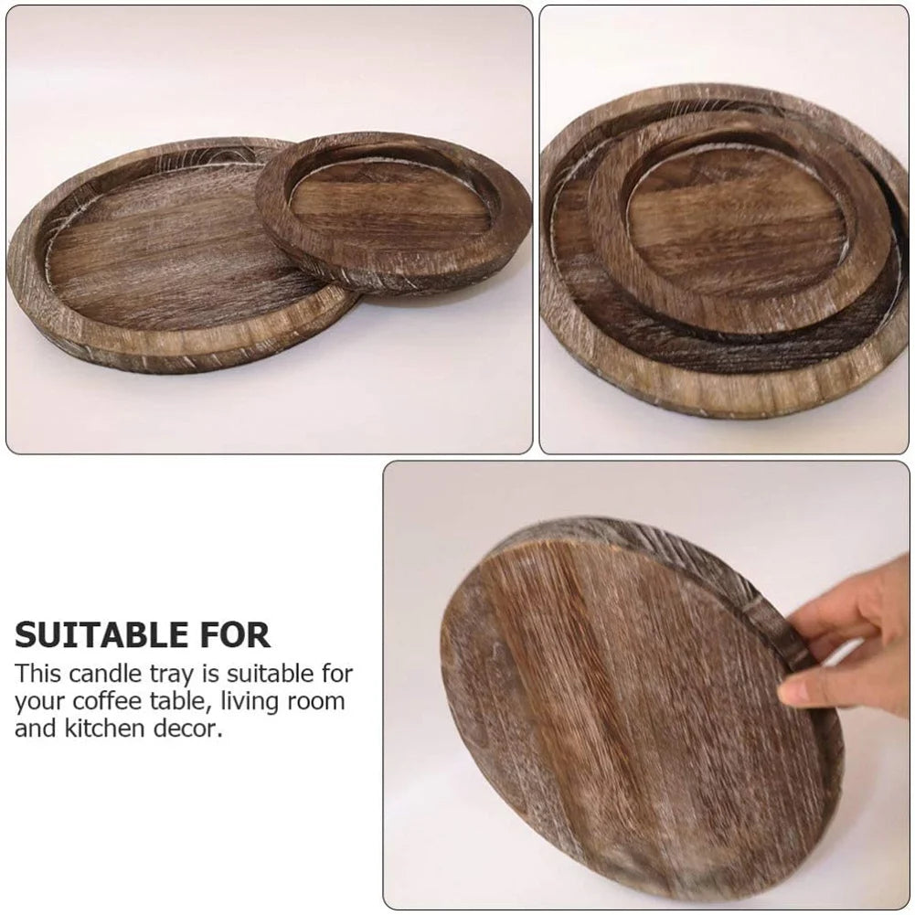 Rustic Wooden Tray Candle Holder for Farmhouse Dinning Table Kitchen Countertop Coffee Table Organizer Home Decor Wedding