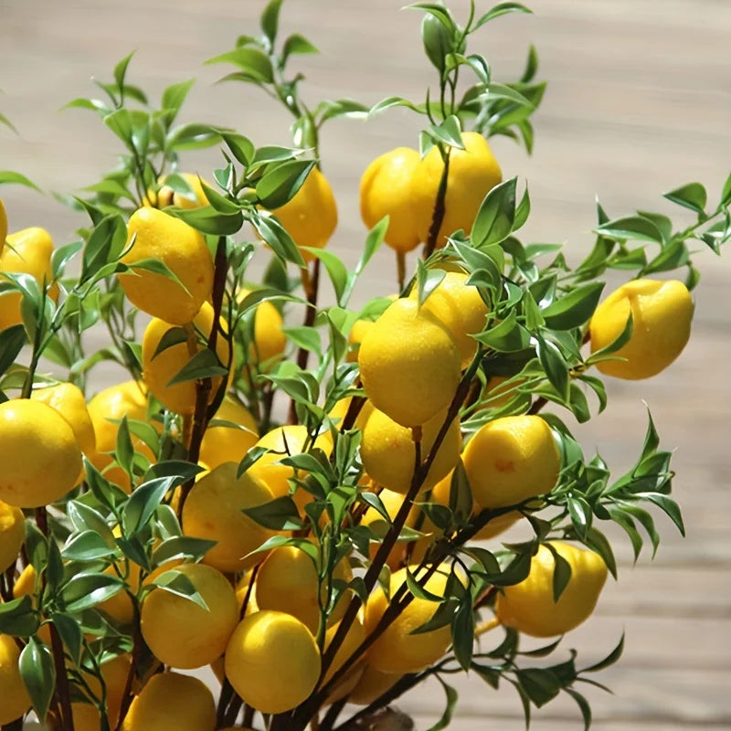 Lemon Branches With Fruit Simulation Green Plants Fresh Home Decoration Photo Props Plastic Fruit Flower Arrangement Fake Flower