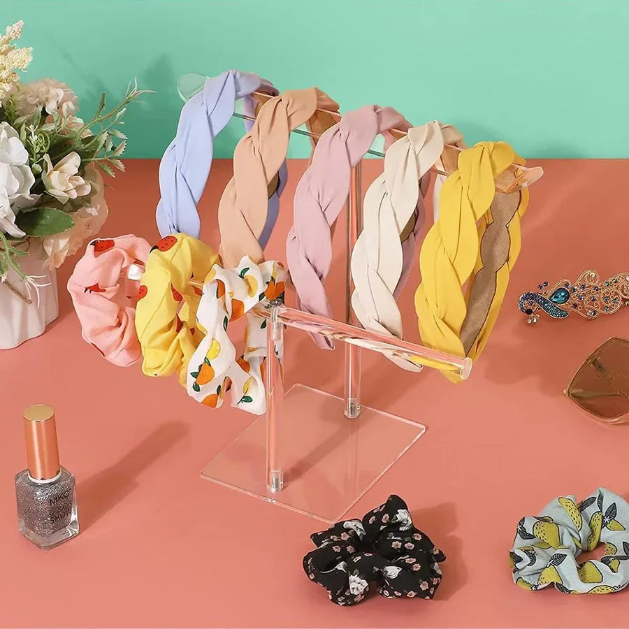 Clear Headband Holder Rack Acrylic Detachable Necklace Bracelet Display Stand Hair Accessory Bar Durable for Hairband Organizer