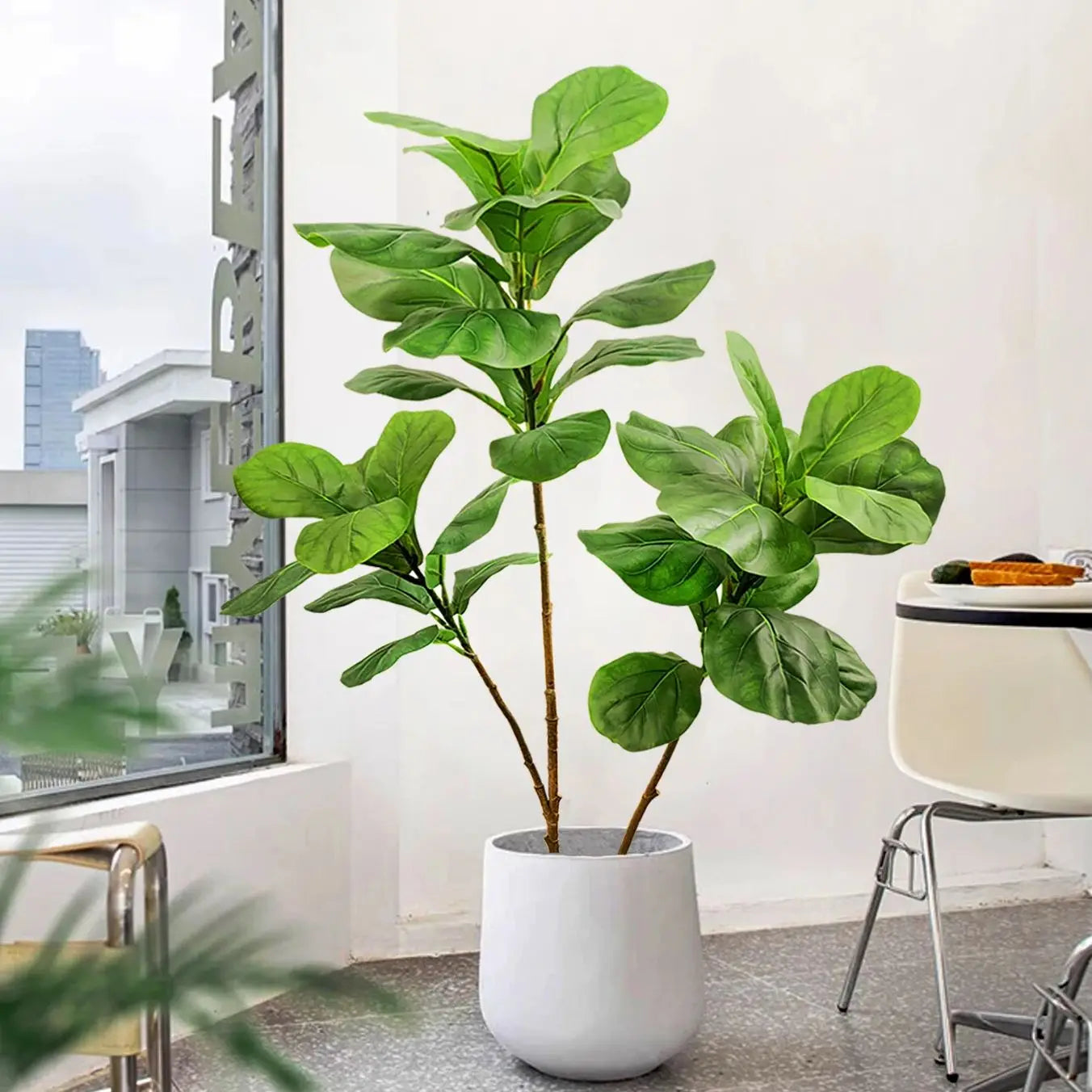 76-135cm  Artificial Plants Fake Bamboo Tree Branch Plastic Nandina Leaves Tall Green Landscape For Home Garden Decor