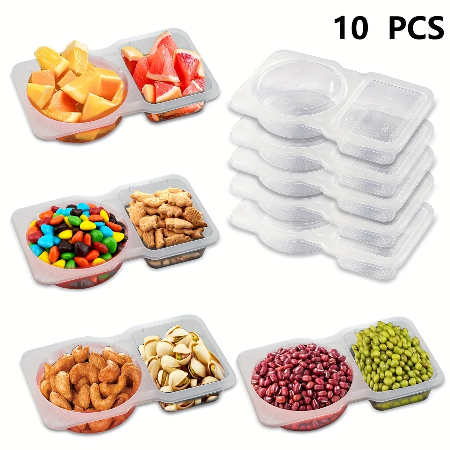 Collapsible Double Compartment Food Containers-Portable Kitchen&Picnic Essentials,Lunch Box Organizer,Transparent Storage