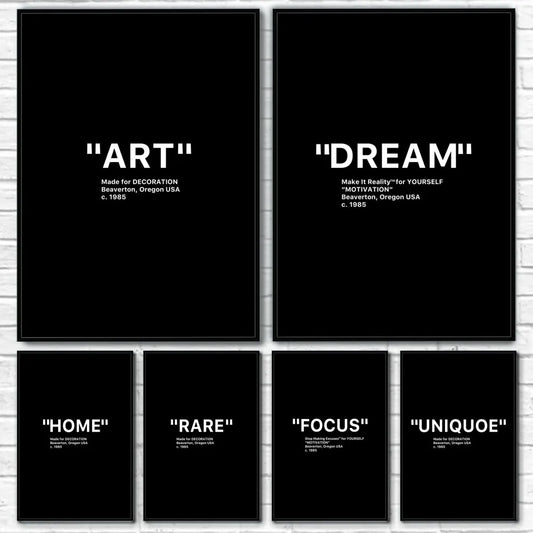 Black and White Minimalist Quotes Poster Sticky Wall Art Printing Waterproof Home Living Bed Room Bar Aesthetic Decor