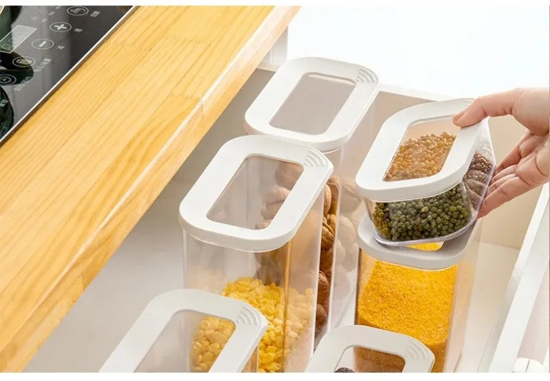 Sealed Grain Storage Box Transparent Food Cereal Kitchen Storage Container Rice Tank Barrel Coffee Bean Organizer Kitchen Tools