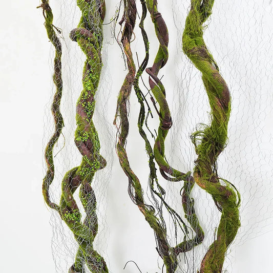 Artificial Wilted Rattan Branches with Moss Fake Ivy Plants for Wall Hanging Gardens Home Indoor Outdoor Desktop Landscaping