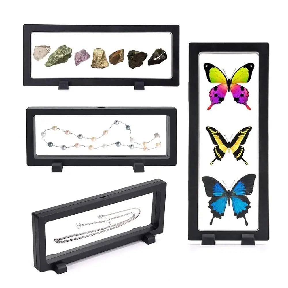 3Pcs Multifunctional Floating Display Box Storage Case for Military Challenge Coins Specimen Jewelry Display Holders with Stands