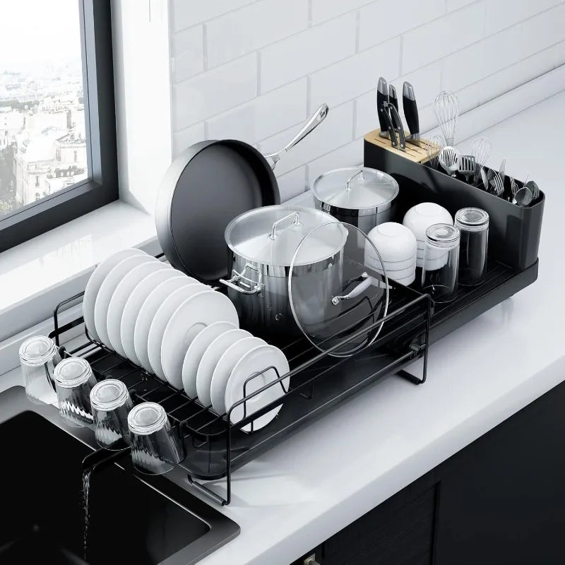 Dish Rack, Multifunctional Dish Rack for Kitchen Counter, Anti-Rust Drying Dish Rack