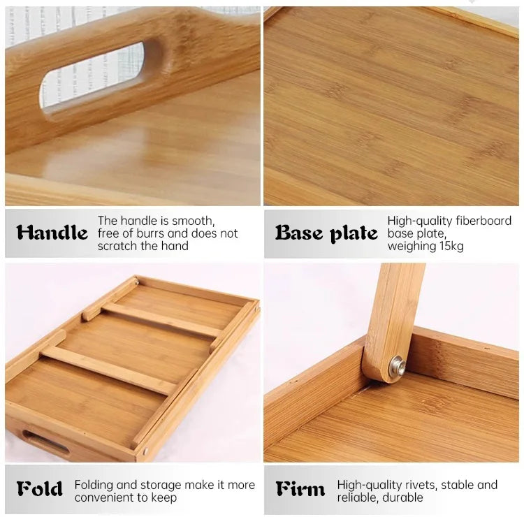 Bed tray, folding dining tray, wooden bamboo tea tray, picnic table, bed with postpartum meal tray, footboard vegetable tray, fr