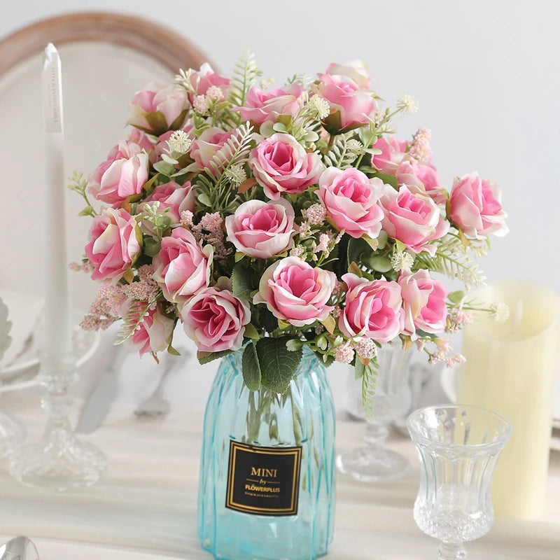 Artificial Rose Flowers Bouquet Silk Fake Flowers for Home Room Decor Garden Wedding Decoration Party Table Center DIY Ornaments