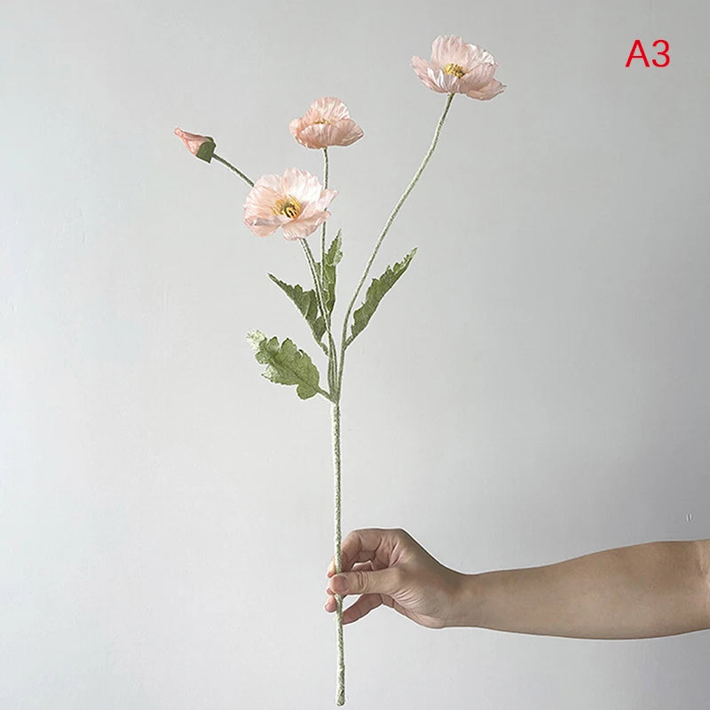 High Quality Beautiful Artificial Poppy Silk Flowers Fake Flower for Home Wedding Salon Party Luxury Decoration