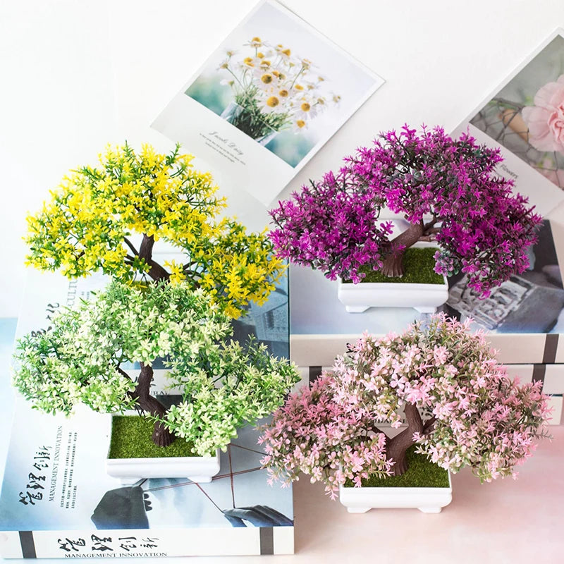 Artificial Plants Bonsai Small Tree Pot Fake Plant Flowers Potted Ornaments For Home Room Table Decoration Hotel Garden Decor