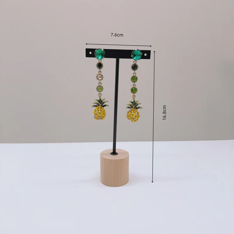 T Bar Earring Display Stand With Wooden Base Jewelry Holders Hanging Jewelry Organizer For Photography Props Iron jewelry rack