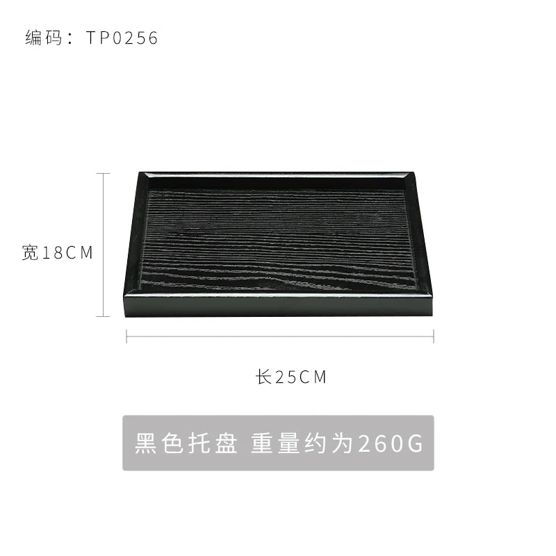 Black Wooden Tray Rectangular Solid Wood Flat Tray Restaurant Dessert Coffee Tray Household Tea Tray Trays Decorative