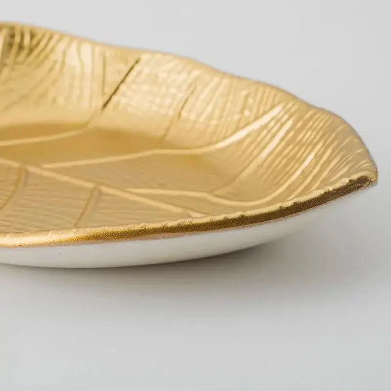 Nordic Wooden Tray Gold Leaf Shape Serving Tray Jewelry Pallet Fruit Snack Candy Dish Table Decoration Storage Organizer