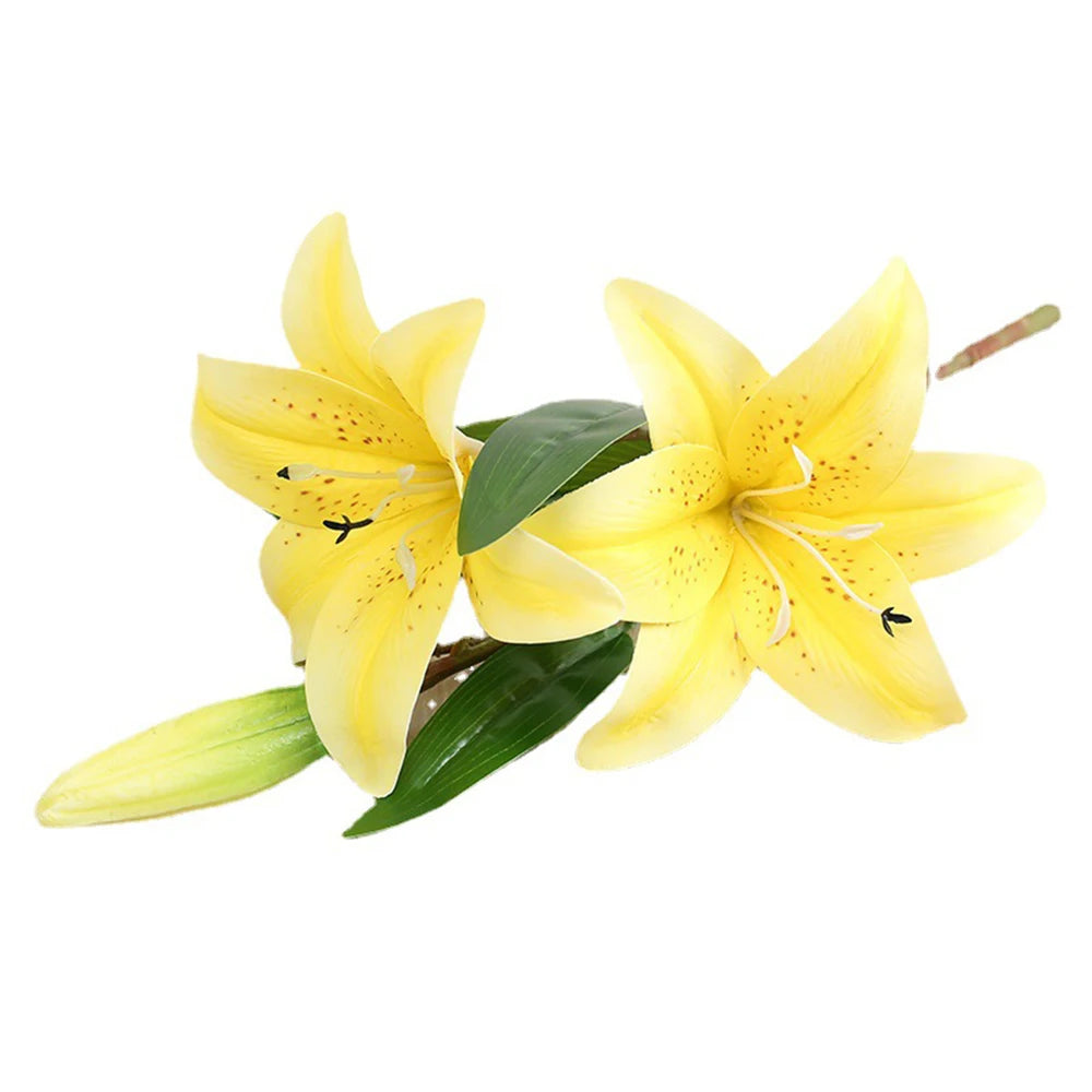 Artificial Flowers Real touch Lily branch real looking white fake Flowers flores for Wedding Garden Home Room Table Decoration
