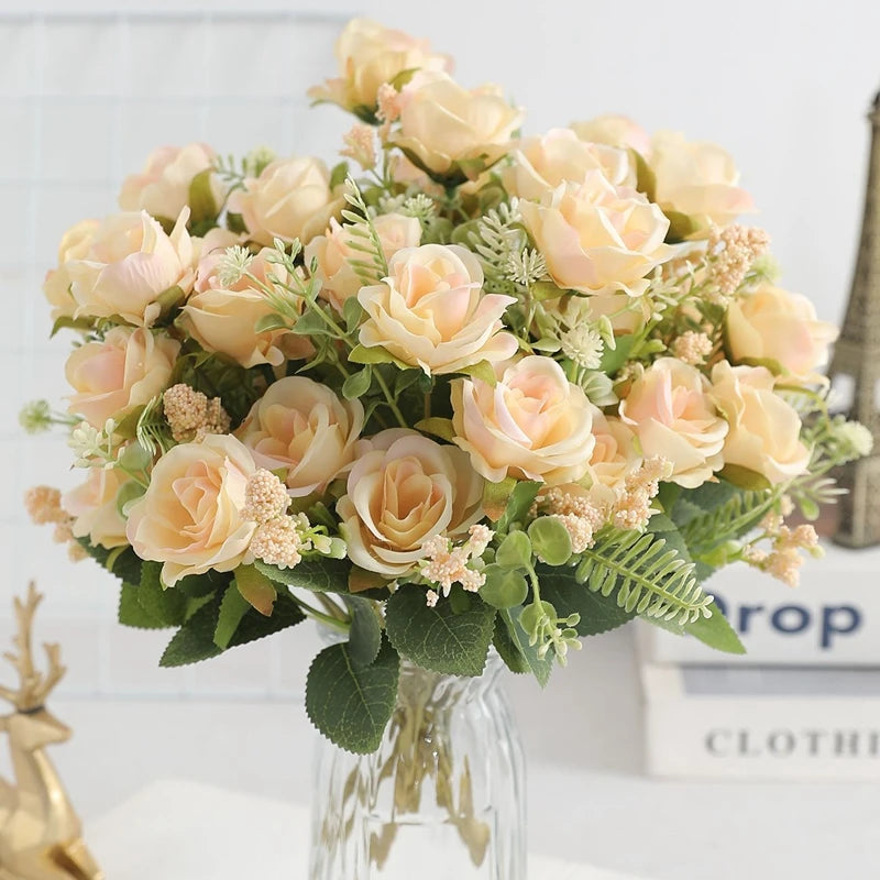 Artificial Rose Flowers Bouquet Silk Fake Flowers for Home Room Decor Garden Wedding Decoration Party Table Center DIY Ornaments