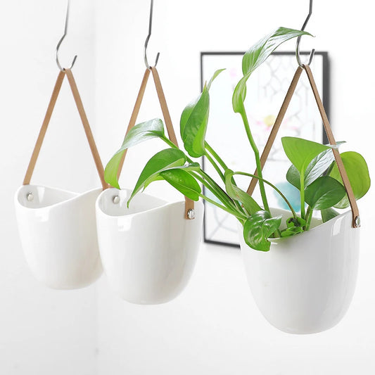 Creative Wall Hanging Flower Plant Pots Succulent Flower Pot Flower Basket White Ceramic Vase Garden Decoration planters